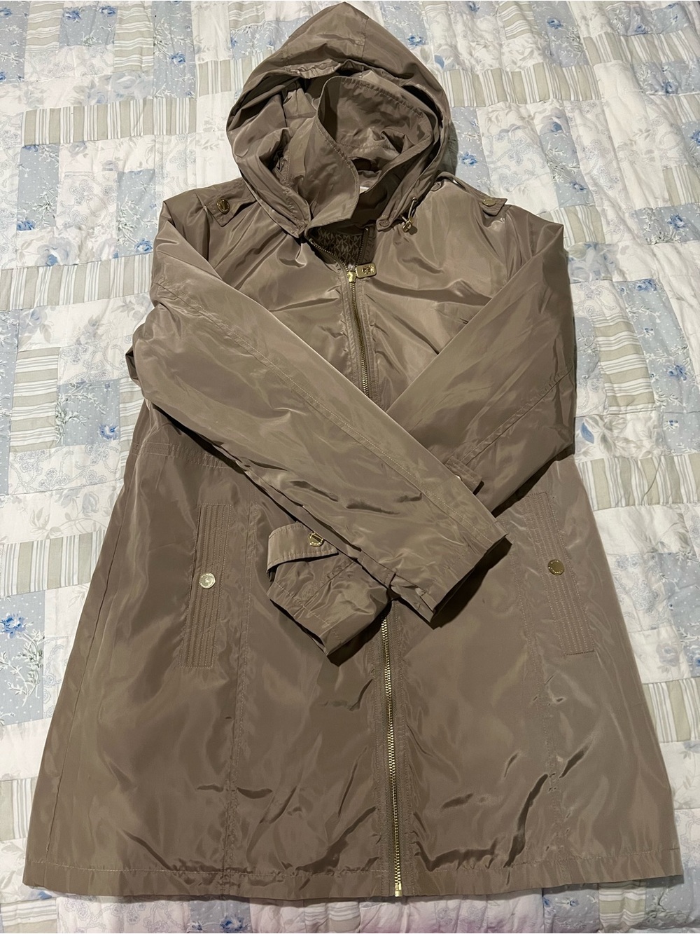 Michael Kors Hooded Trench Coat in Taupe